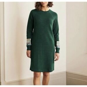 Boden Dress Women's 8L Mabel Sweatshirt Green Metallic Stripe Long Sleeve Cotton